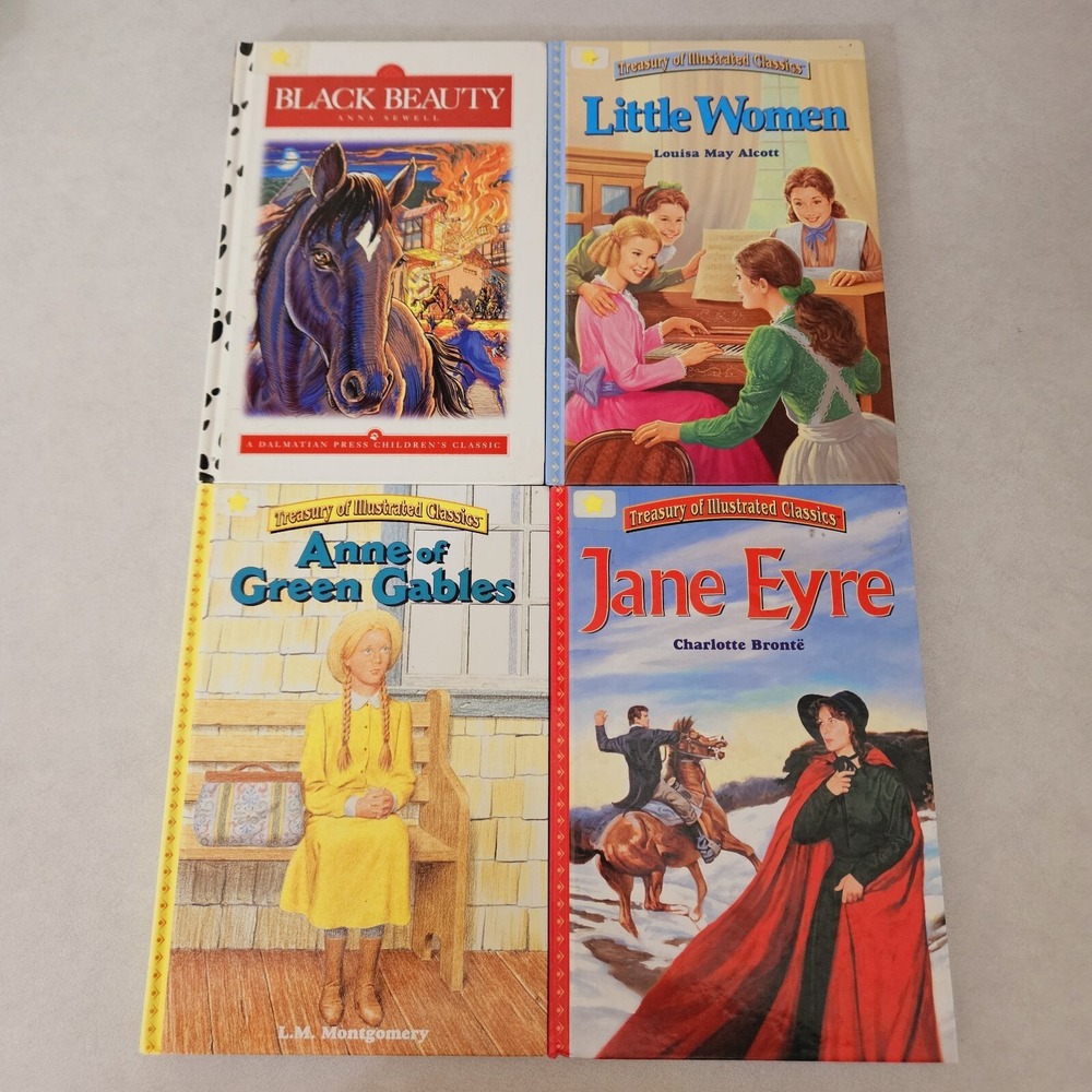 4 Treasury of Illustrated Classics Children's Books Little Women Black Beauty